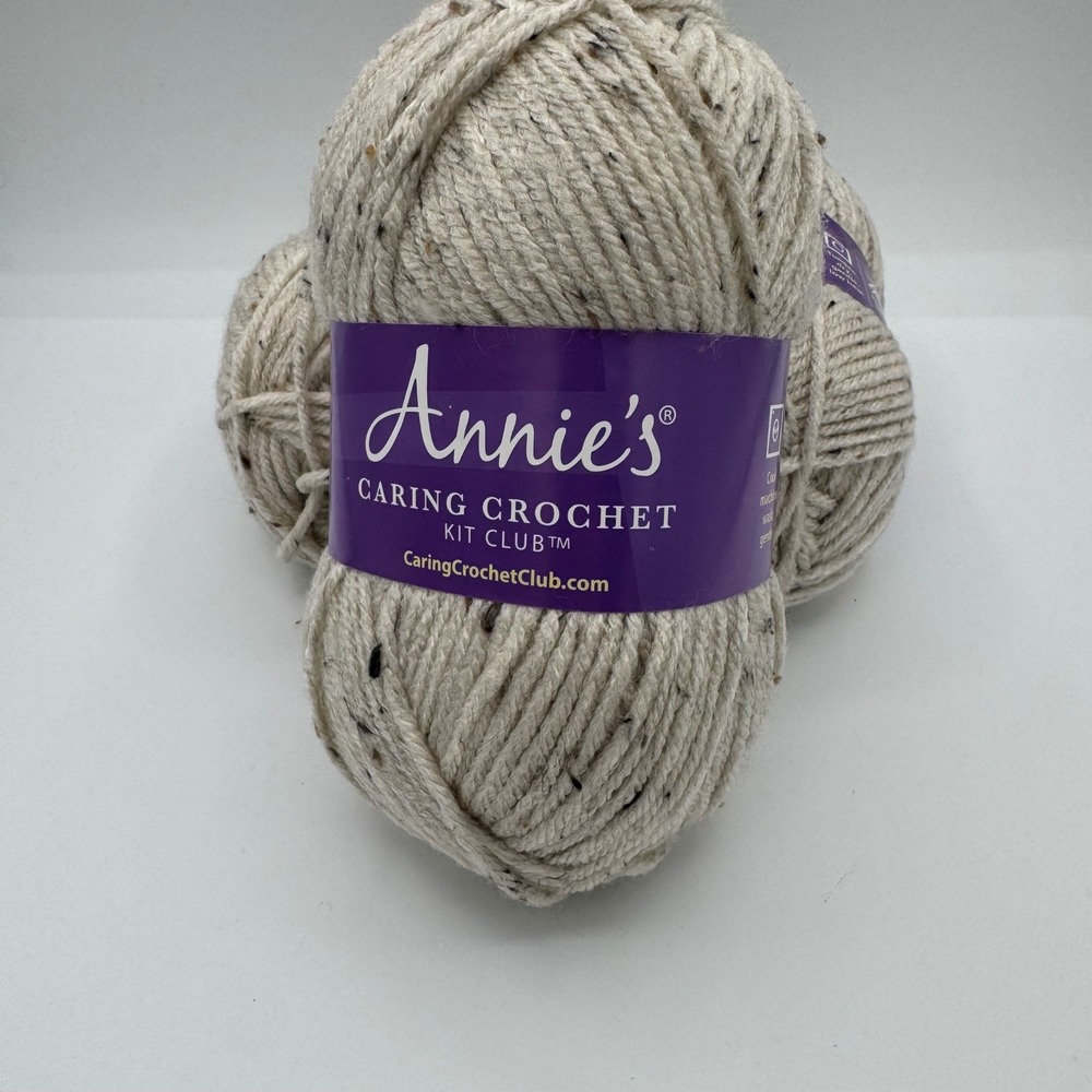 Annie's Caring Crochet Kit Club Yarn 100% Acrylic Oatmeal Tweed 3.9oz 190yd 3pk